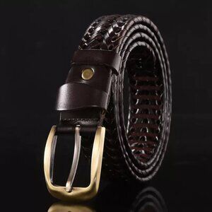 Artizanni Men's Belts, Leather Woven Braided Belts for Gift, Mens Casual (Brown)
